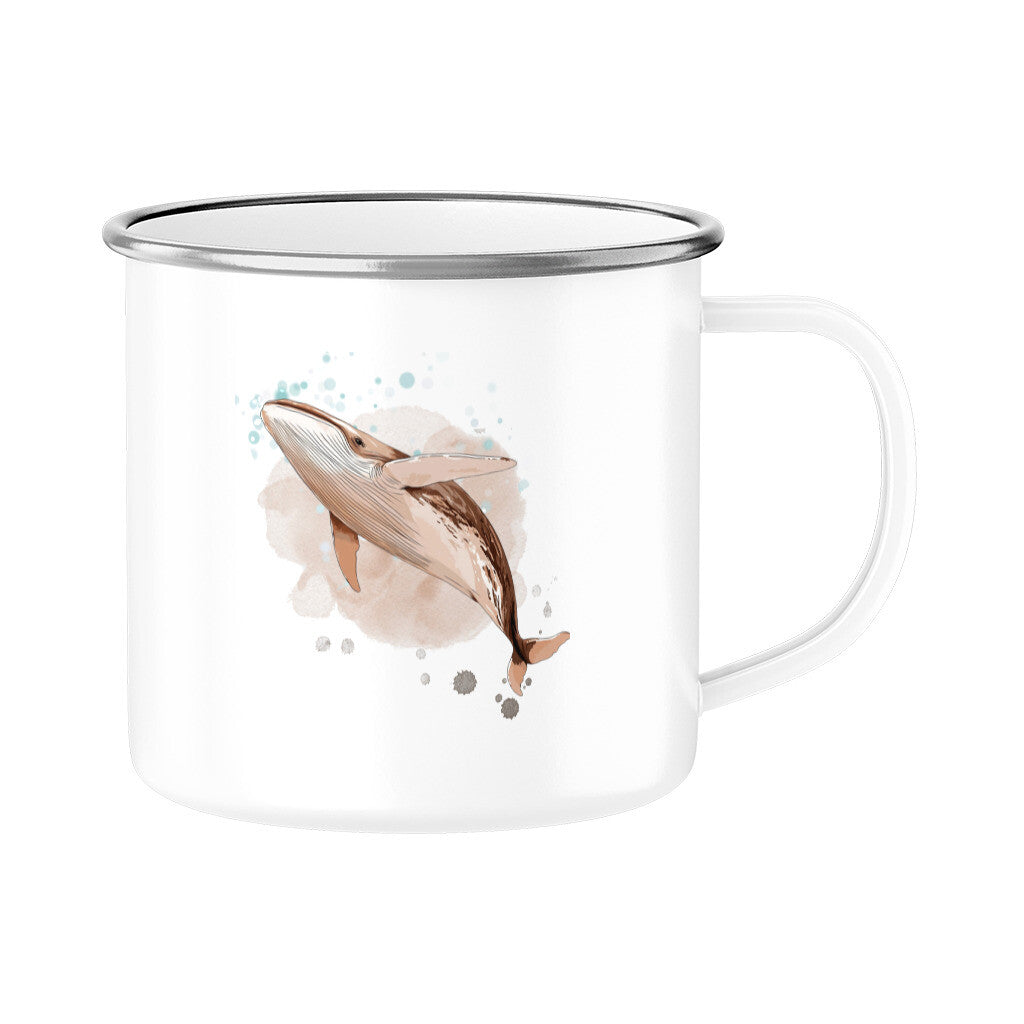 Emaille Tasse Wal – Robuste Tasse für dein Heißgetränk
